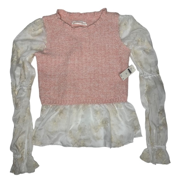 NWT Anthropologie Pink Layered Sweater Vest Blouse xxs - Picture 11 of 14